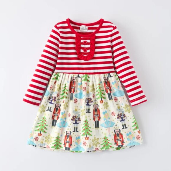 Boutique Nutcracker Girls Long Sleeve Christmas Dress - Picture 1 of 6